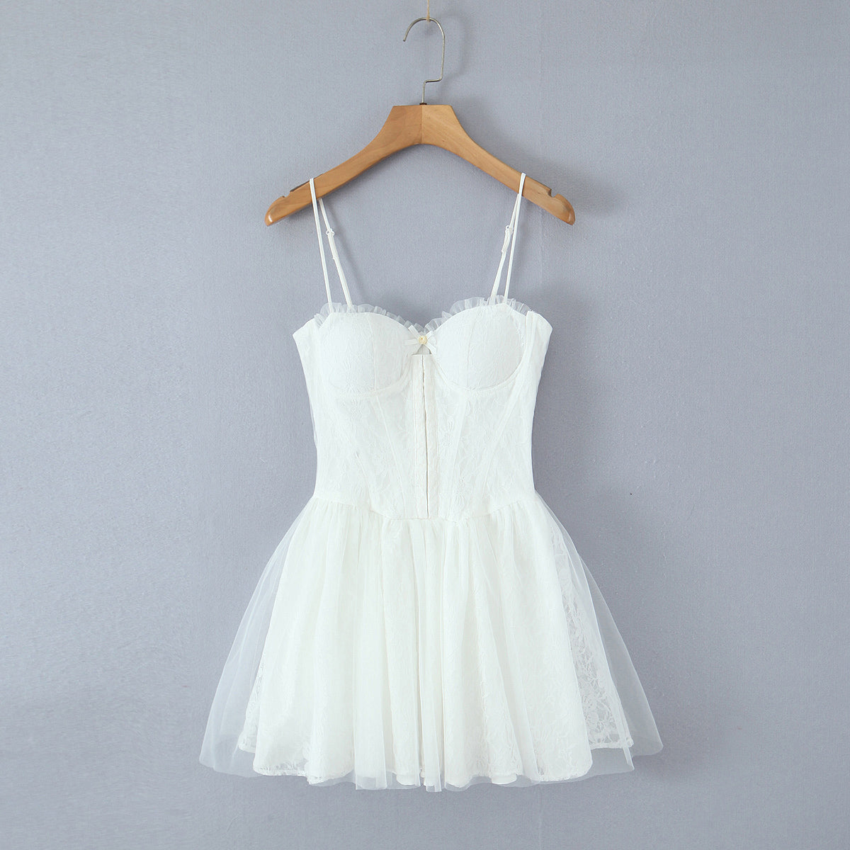 Frühling Sommer Urlaub Sexy Kleine Frische Süße Scharfe Taillenformung Spitze Stickerei Kleid