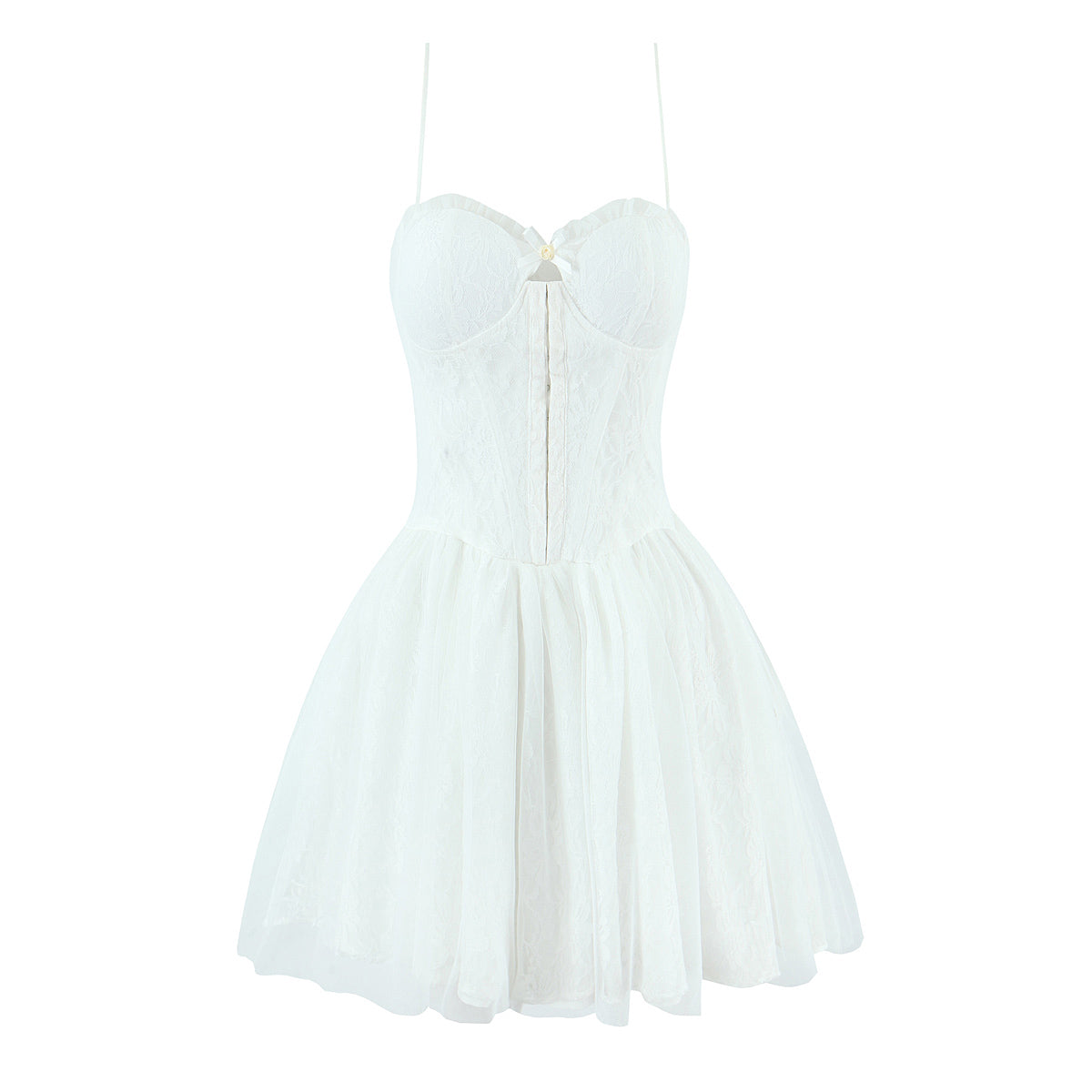 Frühling Sommer Urlaub Sexy Kleine Frische Süße Scharfe Taillenformung Spitze Stickerei Kleid