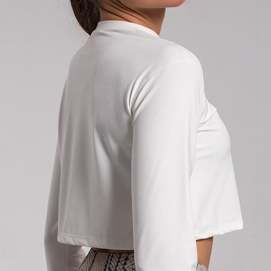 T-shirt de sport automne-hiver pour femme, vêtements de yoga, col rond, coupe ajustée, haut de sport à manches longues