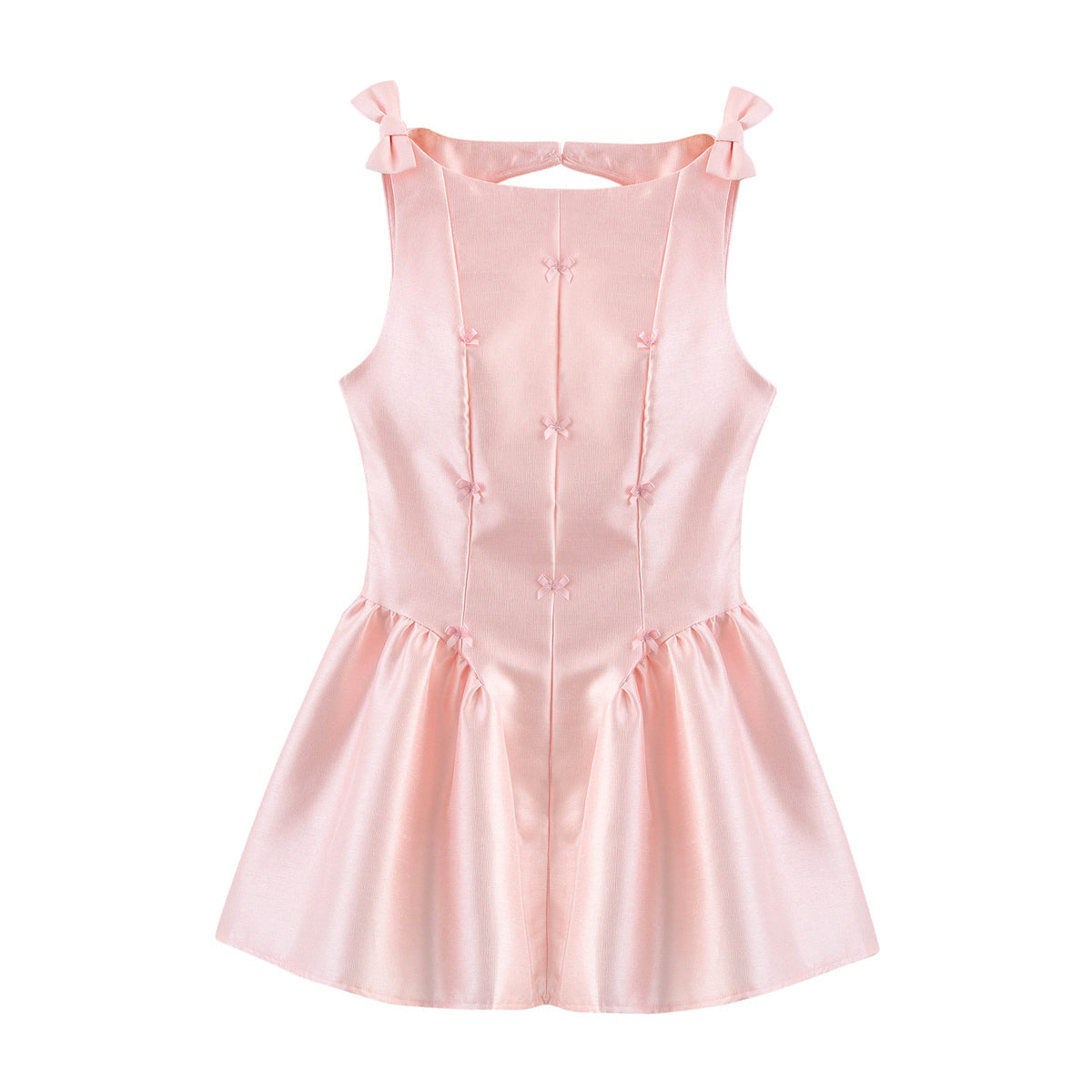 Robe Courte Sans Manches d'Été Sexy Décolletée et Décorée d'un Nœud pour Femme