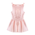 Robe Courte Sans Manches d'Été Sexy Décolletée et Décorée d'un Nœud pour Femme