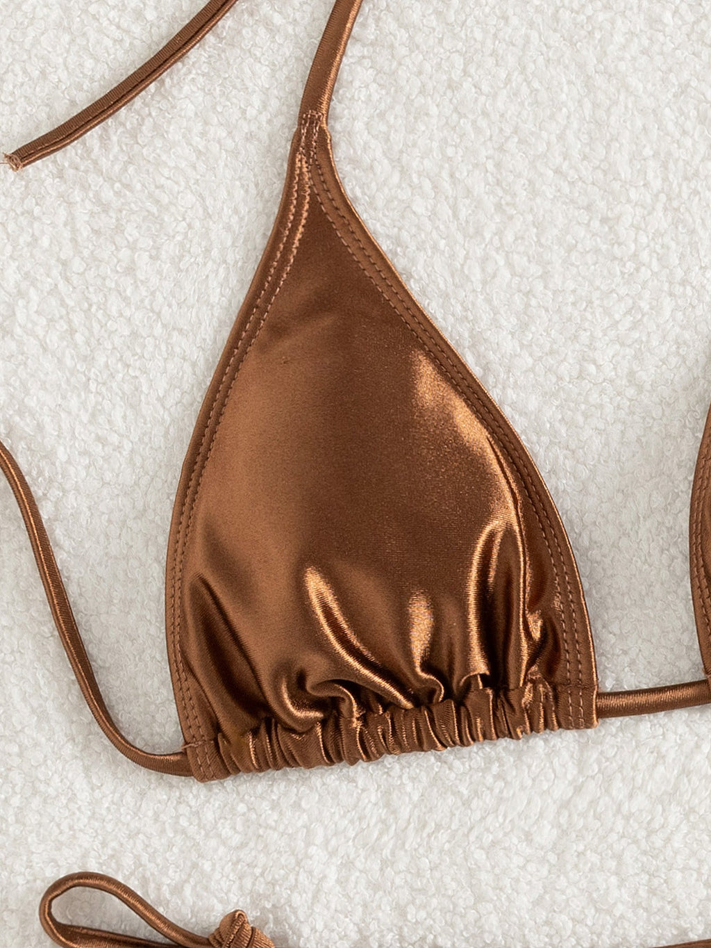 Maillot de bain fendu étranger sexy bikini couleur unie licou bikini maillot de bain taille basse