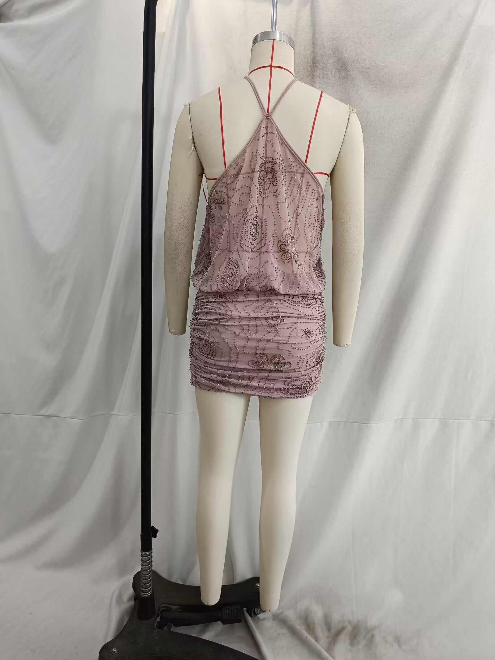 Sommer Damen Pailletten Mini-Trägerkleid