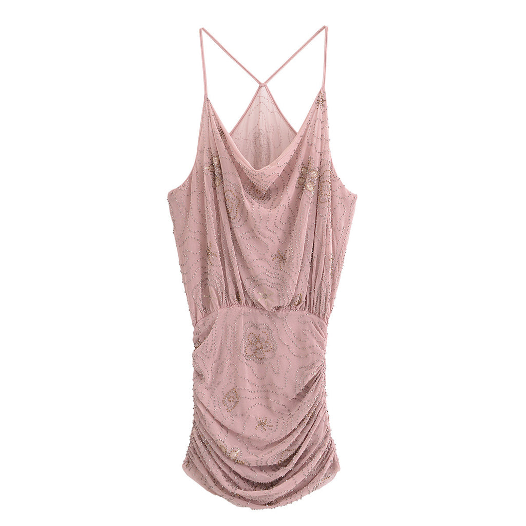 Sommer Damen Pailletten Mini-Trägerkleid