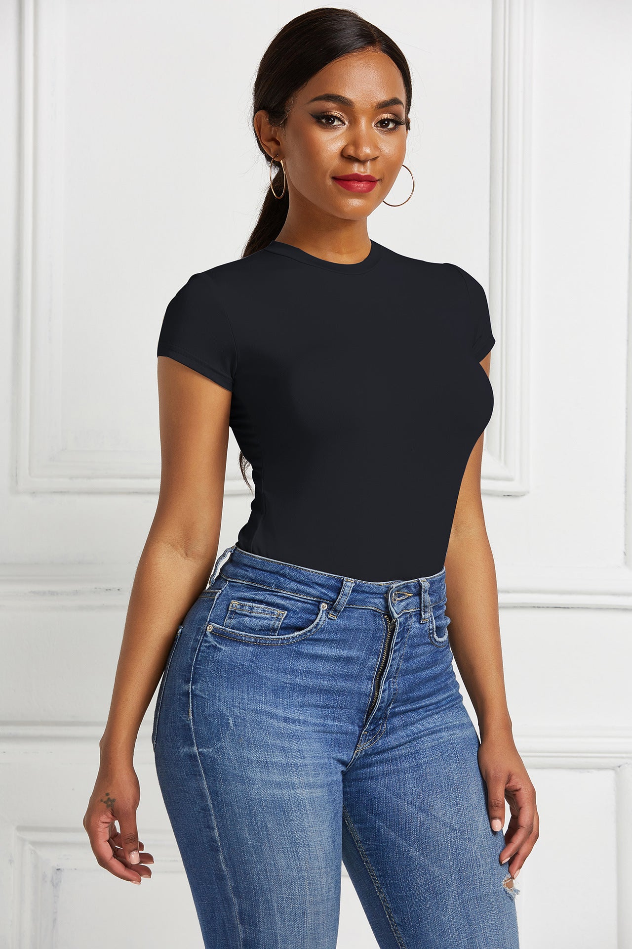 Damenbekleidung Sexy einfarbiges Unterziehshirt