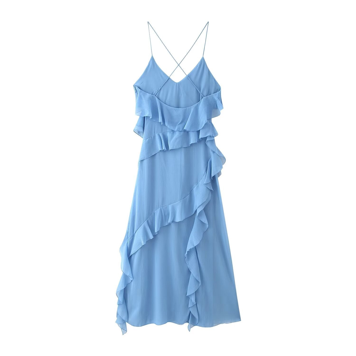 Robe à Bretelles Sexy avec Décoration Laminée pour Femmes