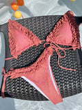 Maillot de bain bikini de couleur unie, dos nu, maillot de bain pour femme, noué, sexy