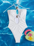 Maillot de bain une pièce Maillot de bain sexy Bikini Femme Maillot de bain dos nu Couleur unie