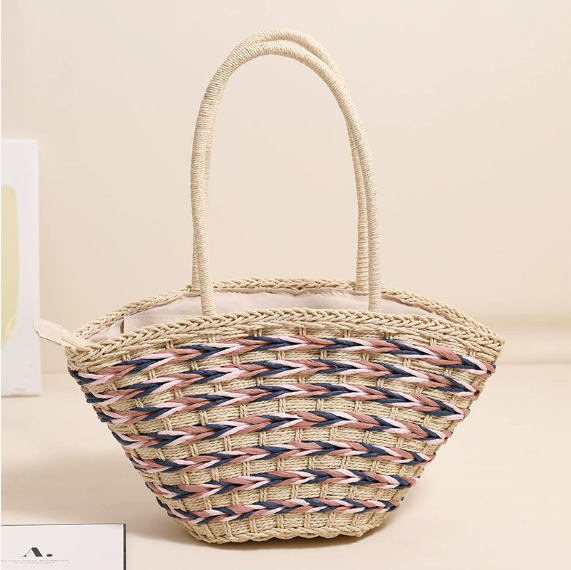 Sac à bandoulière en paille Direct Mori, grande capacité, sac en paille tressé, sac de plage de vacances pour femmes