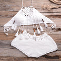 Poitrine enveloppée à la main Gland bohème Découpé Maillot de bain bikini assorti Short extensible découpé