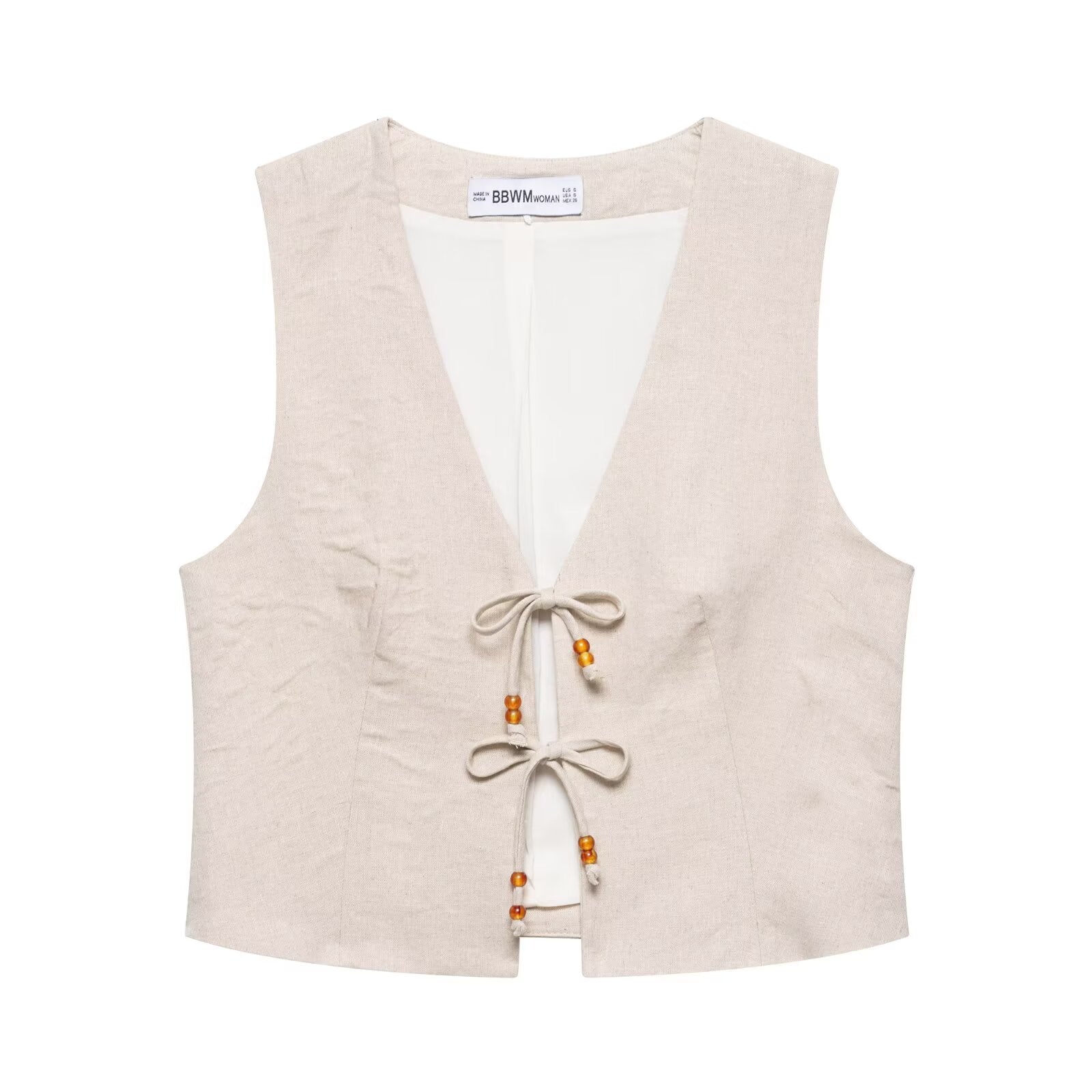 Sommer Damen Casual Ärmellose Perlenweste Shorts
