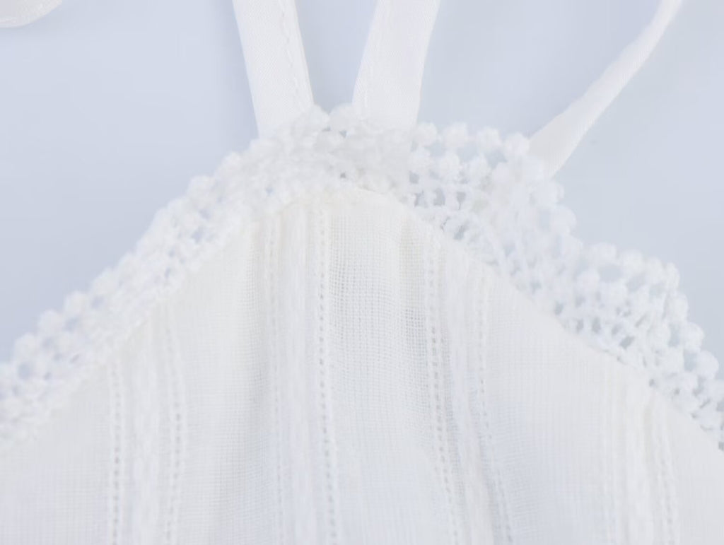 Robe Courte Sexy à Col Suspendu Style Net Rouge d'Été