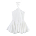 Robe Courte Sexy à Col Suspendu Style Net Rouge d'Été