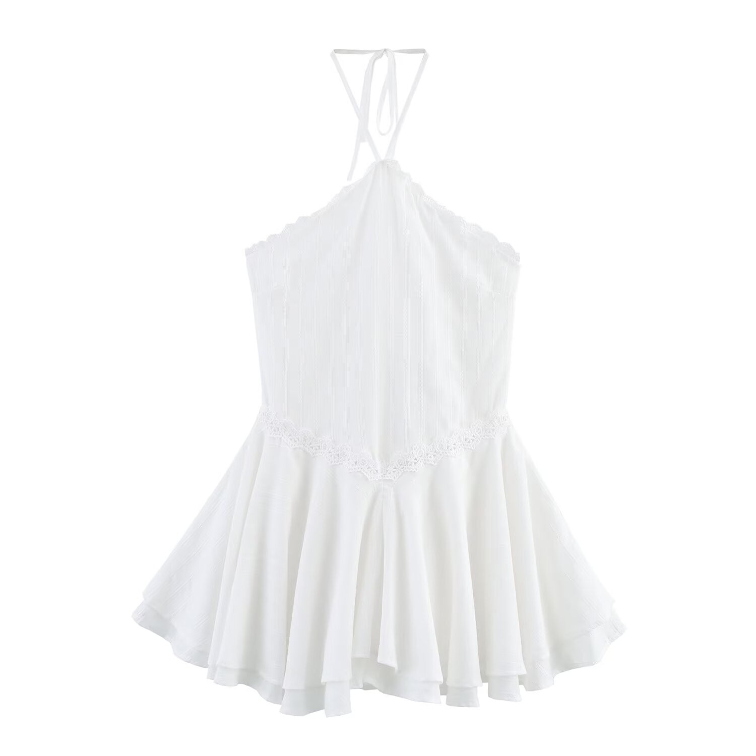 Robe Courte Sexy à Col Suspendu Style Net Rouge d'Été
