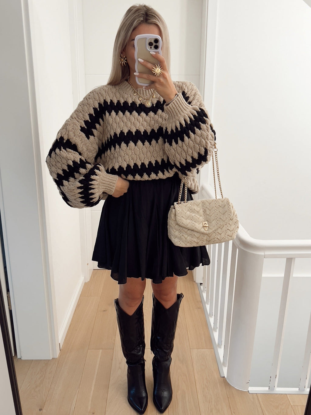 Herbst Winter Damen Strickpullover Gestreifter Trendiger Lockerer Pullover
