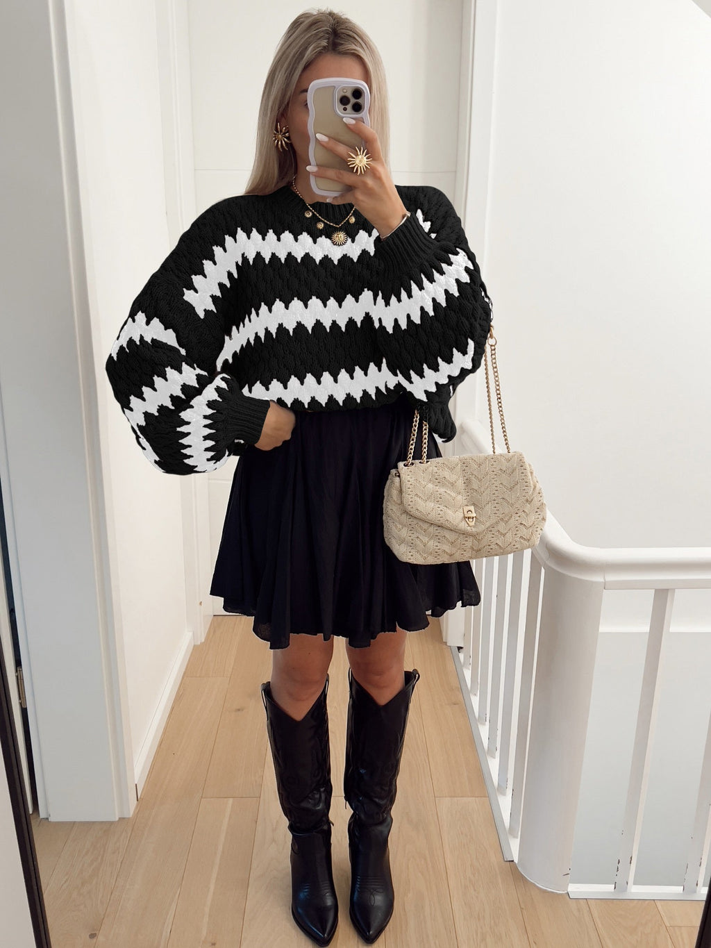 Herbst Winter Damen Strickpullover Gestreifter Trendiger Lockerer Pullover