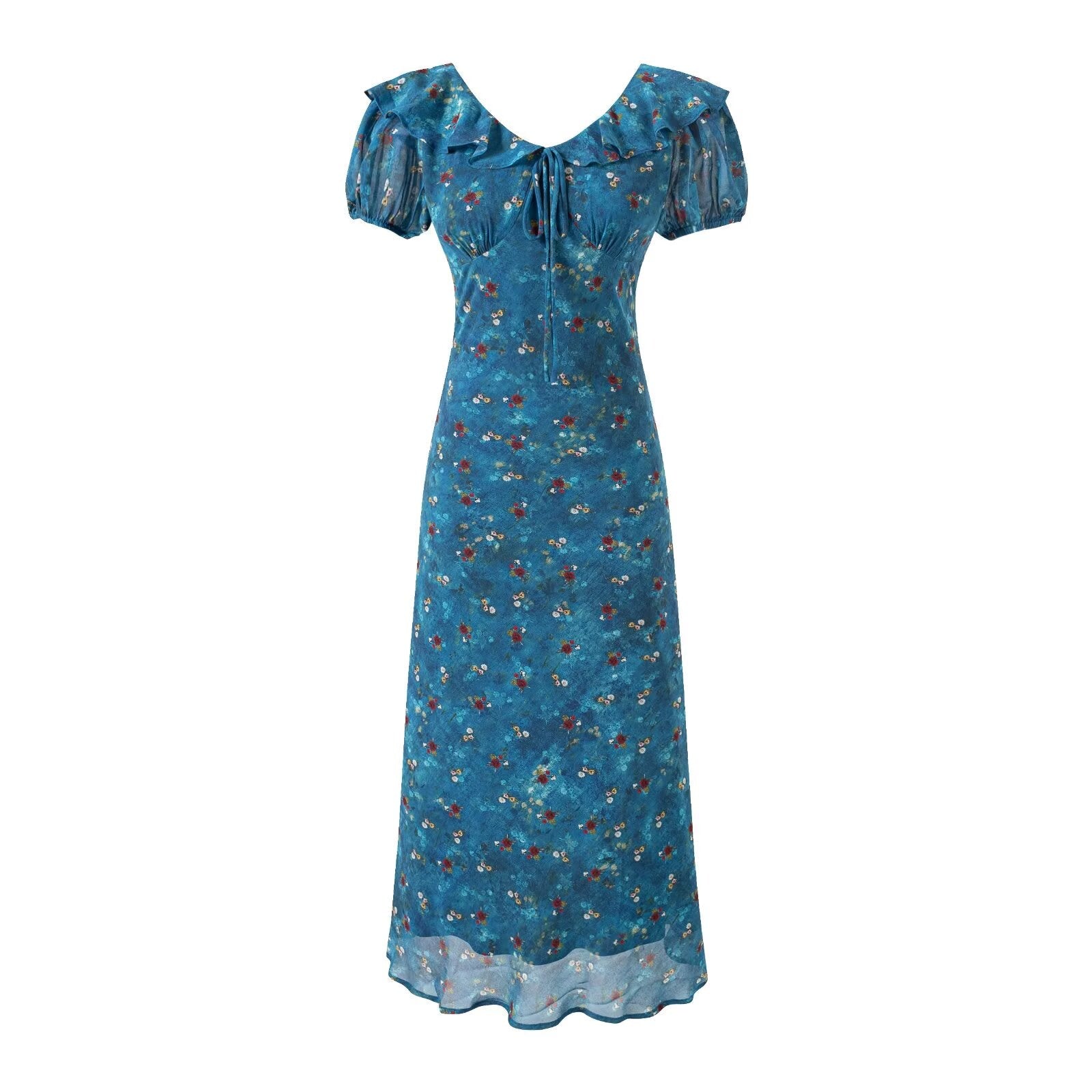 Geschnürtes, hellviolettes, gerüschtes Maxikleid für Damen, Sommer, tailliert, figurbetont