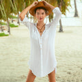 Gewebtes Crepe-Hemd Verdeckter Haken Strand-Vertuschung Bikini Mantel Hemd Badeanzug Strickjacke Damen