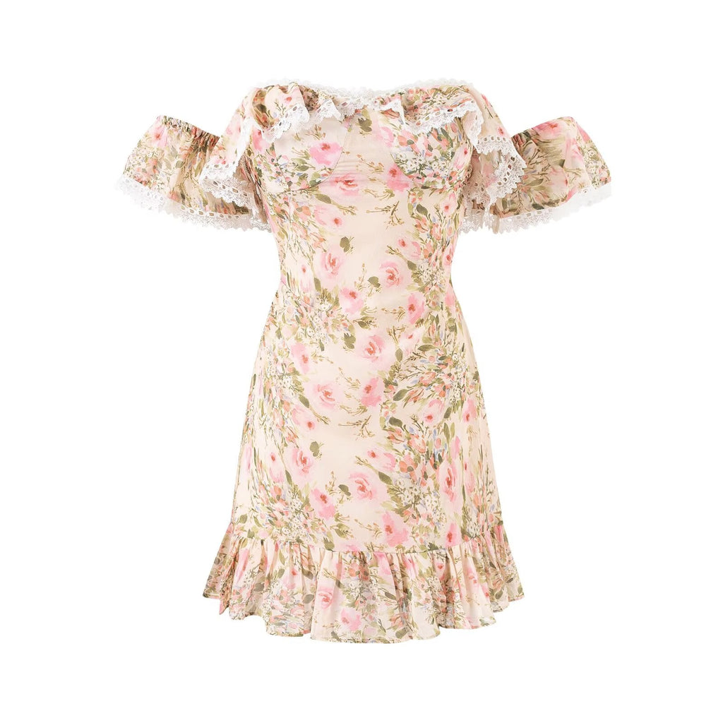 Robe d'été ajustée en dentelle florale pour les hanches