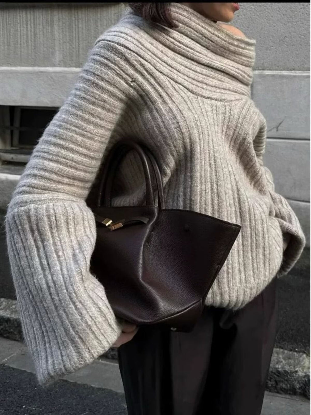 Trendiger lässiger All-Matching-Faulenzer-Pullover mit Carmen-Ausschnitt für Damen