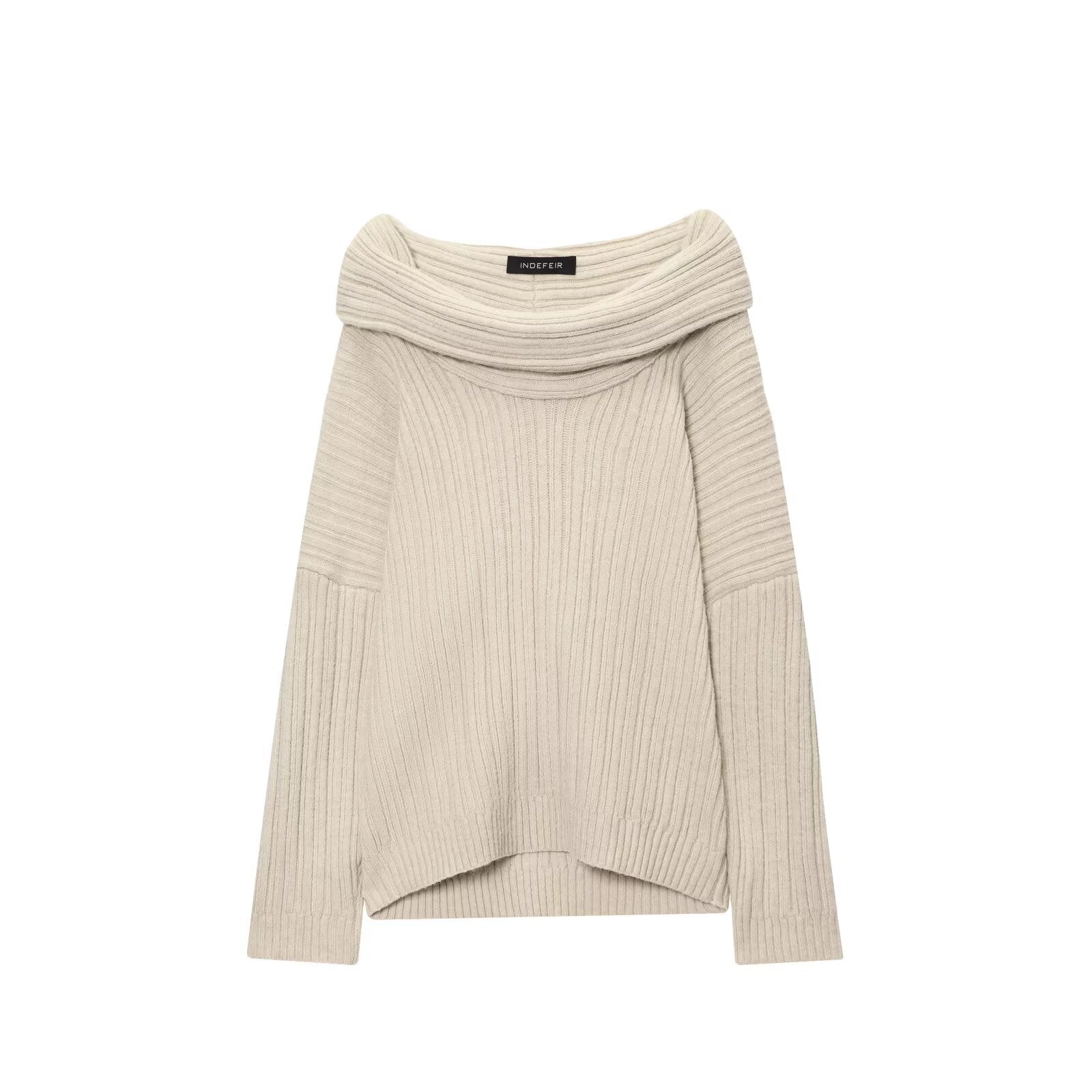 Trendiger lässiger All-Matching-Faulenzer-Pullover mit Carmen-Ausschnitt für Damen