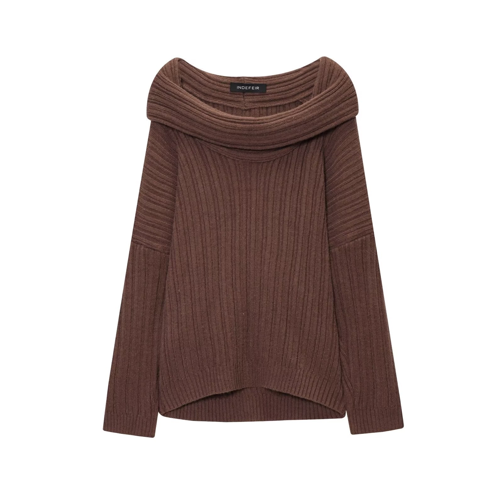 Trendiger lässiger All-Matching-Faulenzer-Pullover mit Carmen-Ausschnitt für Damen
