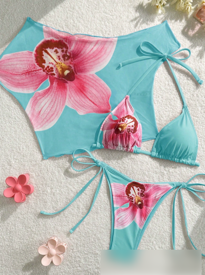 Maillot de bain fendu, bikini à lacets, chemisier à manches courtes, maillot de bain trois pièces, bikini sexy et moulant