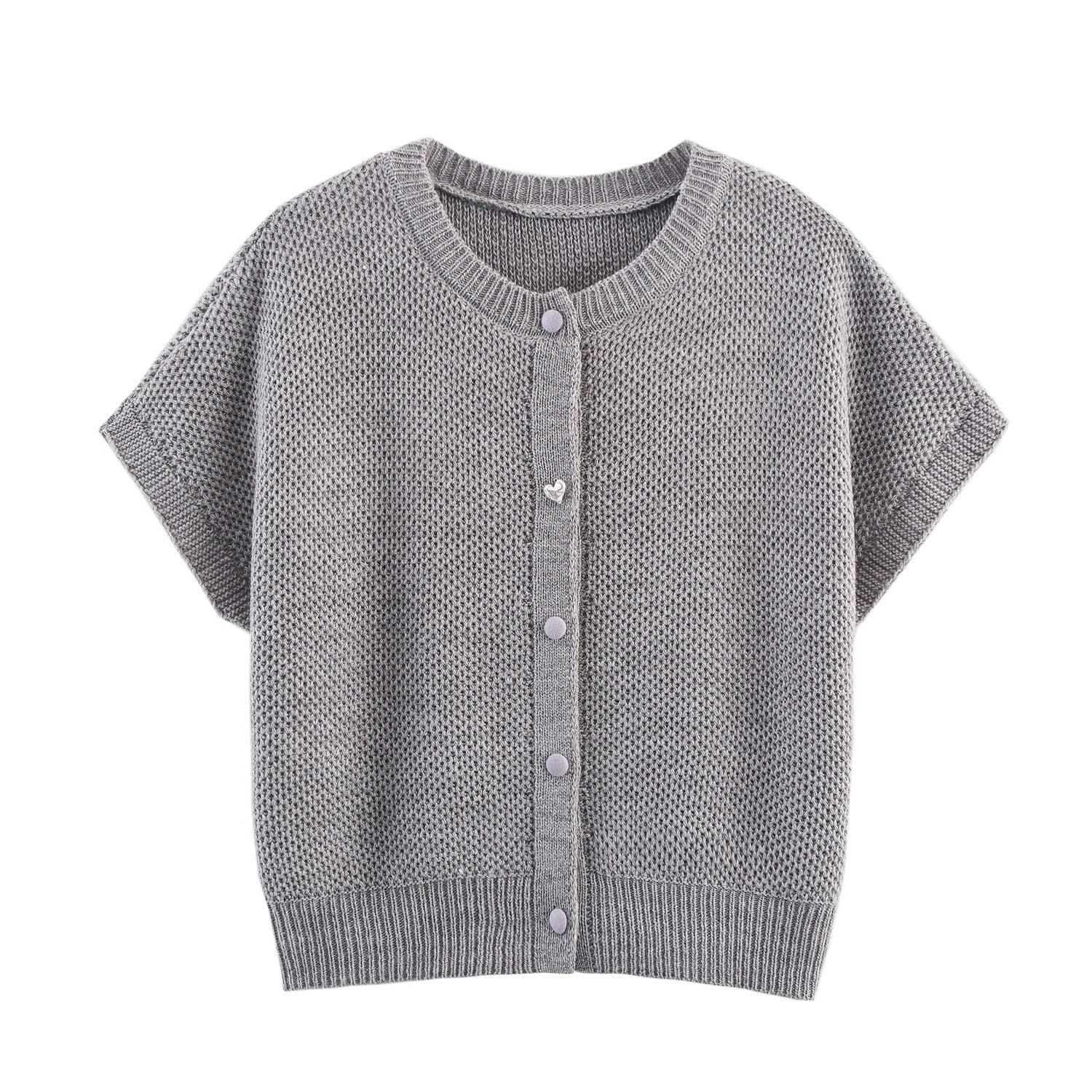 Herbst Damenbekleidung Schlichter Rundhals-Netz-Pin-Westenstrick-Cardigan