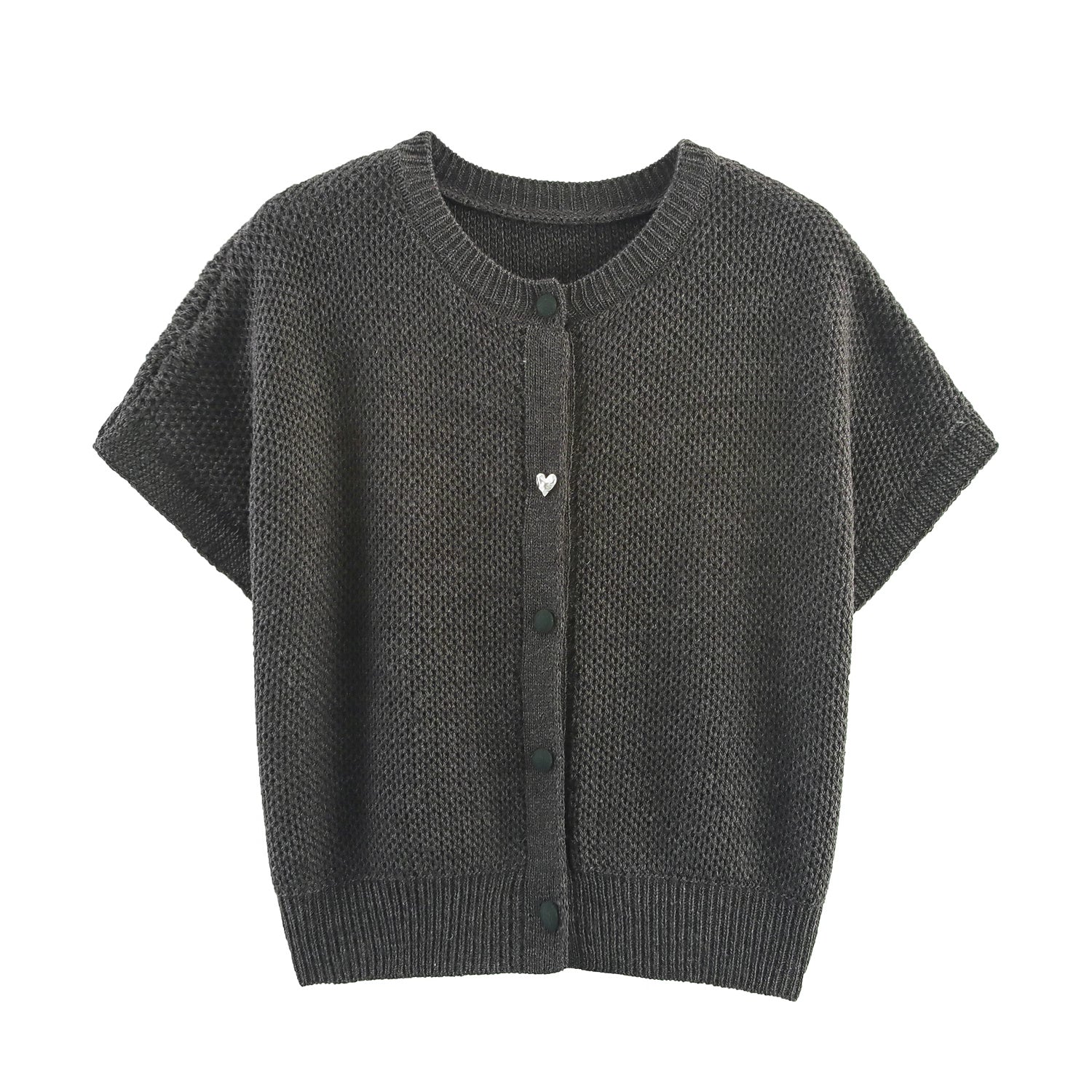 Herbst Damenbekleidung Schlichter Rundhals-Netz-Pin-Westenstrick-Cardigan