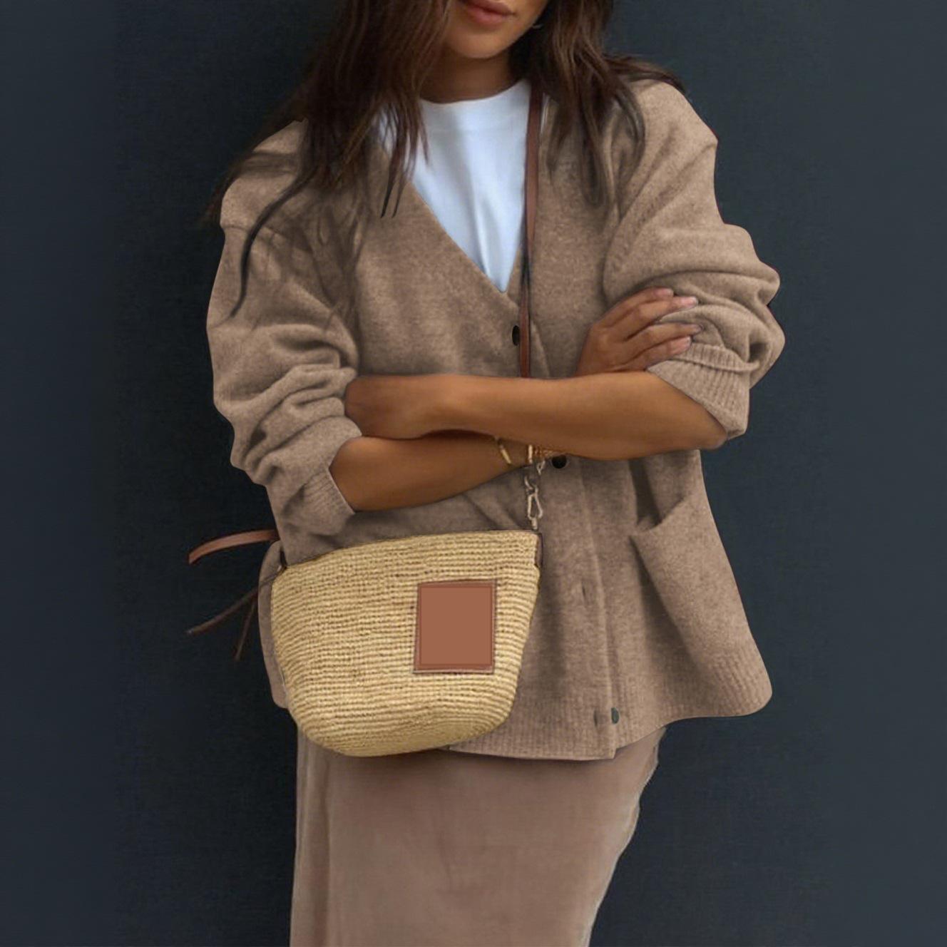 Damen Freizeit Minimalistischer Langarm-Seniorenmantel-Pullover