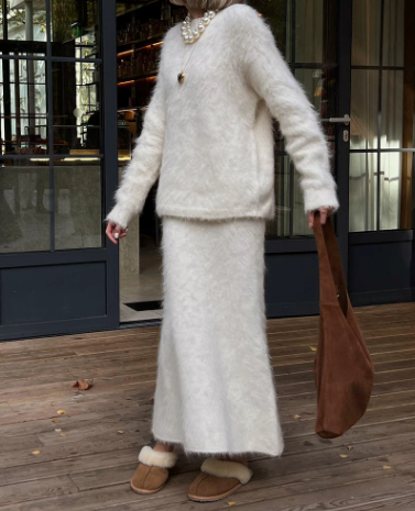 Pullover Pullover Rock Herbst Winter Gestrickte Zweiteilige Sets Pullover Damen