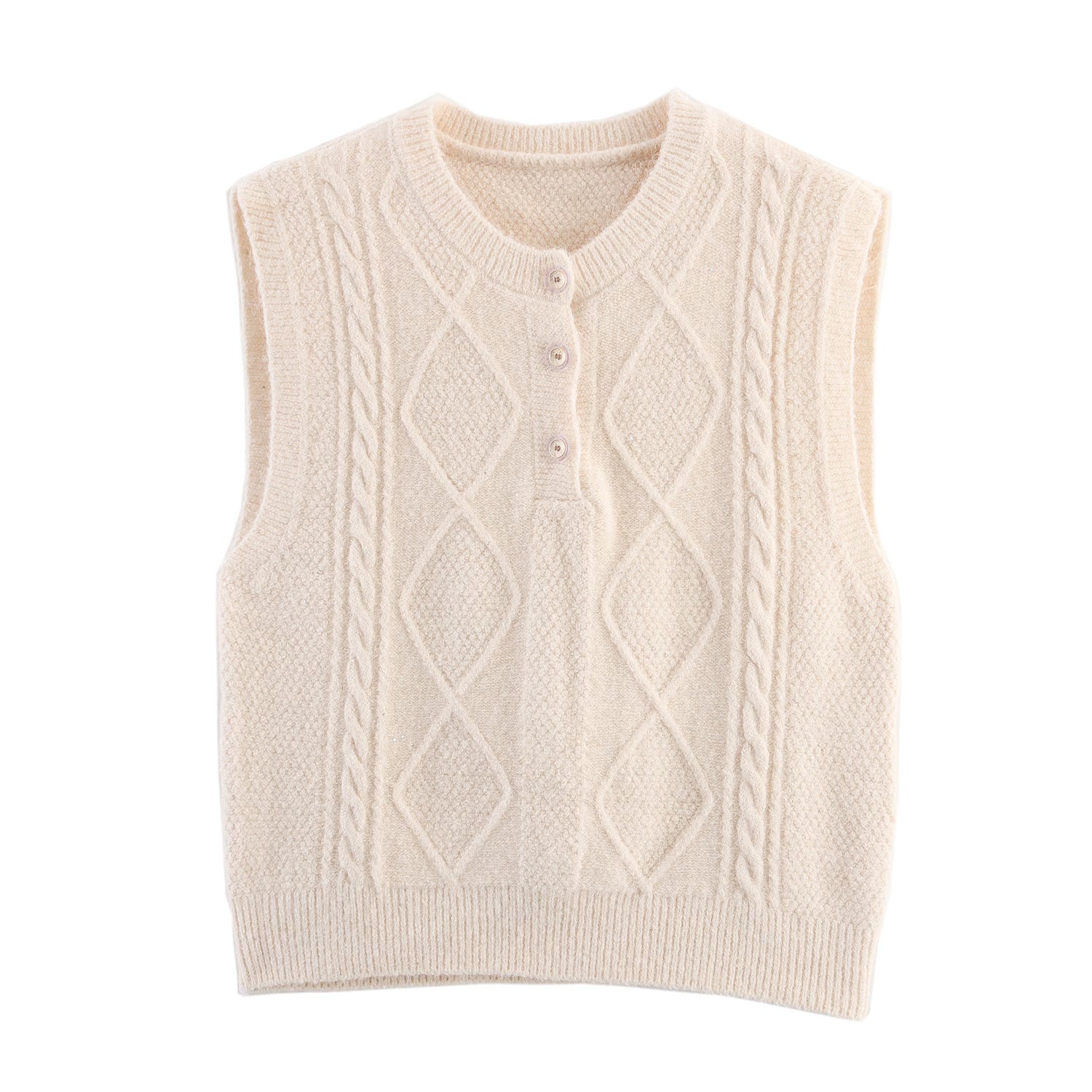 Damen Kleidung Herbst Pailletten Diamant Rundhals Halbcardigan Strickweste