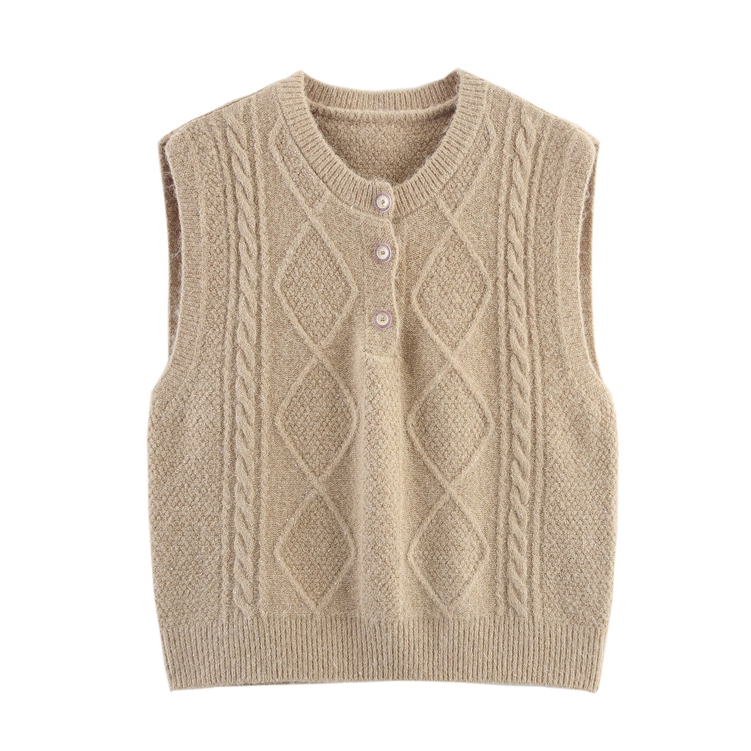 Damen Kleidung Herbst Pailletten Diamant Rundhals Halbcardigan Strickweste
