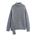 Vêtements pour femmes Automne Pull à col roulé ample et épais à ourlet asymétrique irrégulier