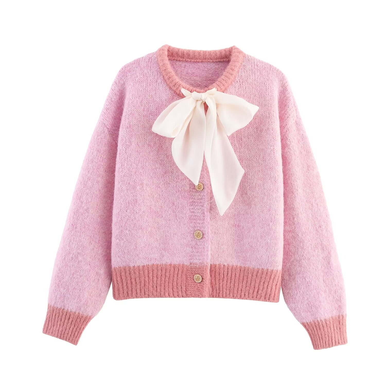 Damenbekleidung Herbst Rundhals Langarm Strickmantel mit Schleifendetail