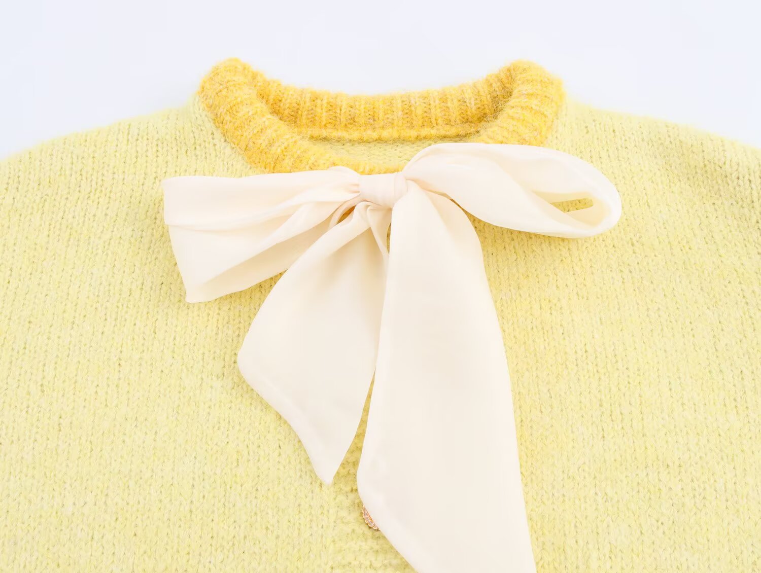 Vêtements Femme Automne Col Rond Manches Longues Nœud Décoratif Tricot Cardigan
