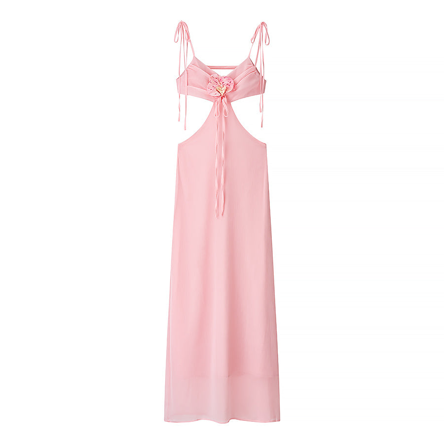 Damenbekleidung Sommer Sexy Blumenverzierung Kurzes Outfit Trägerkleid