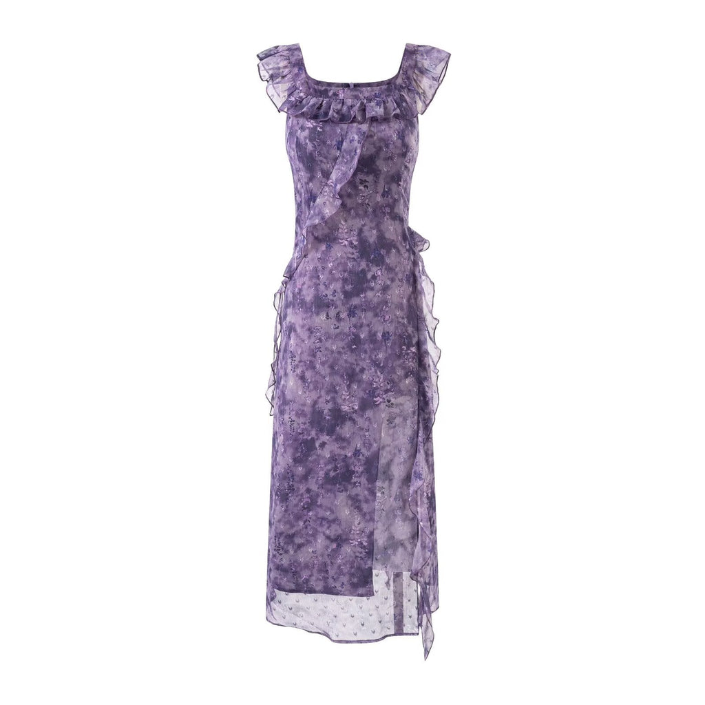 Robe d'été sexy à manches volantées en maille, cintrée, amincissante, idéale pour les vacances à la mer