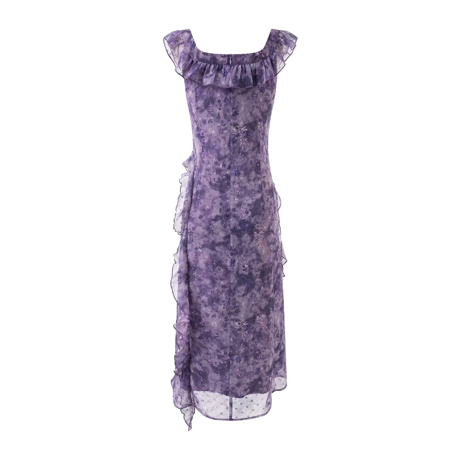 Robe d'été sexy à manches volantées en maille, cintrée, amincissante, idéale pour les vacances à la mer