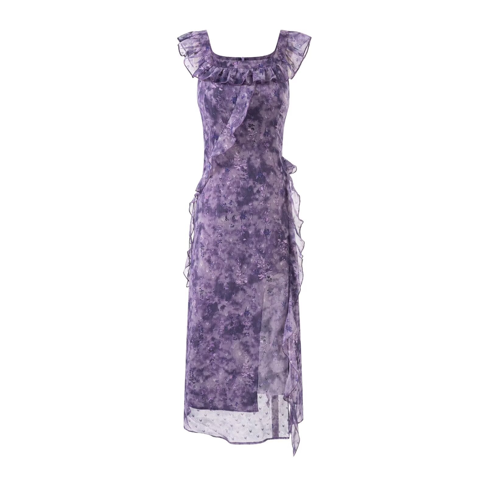 Robe d'été sexy à manches volantées en maille, cintrée, amincissante, idéale pour les vacances à la mer