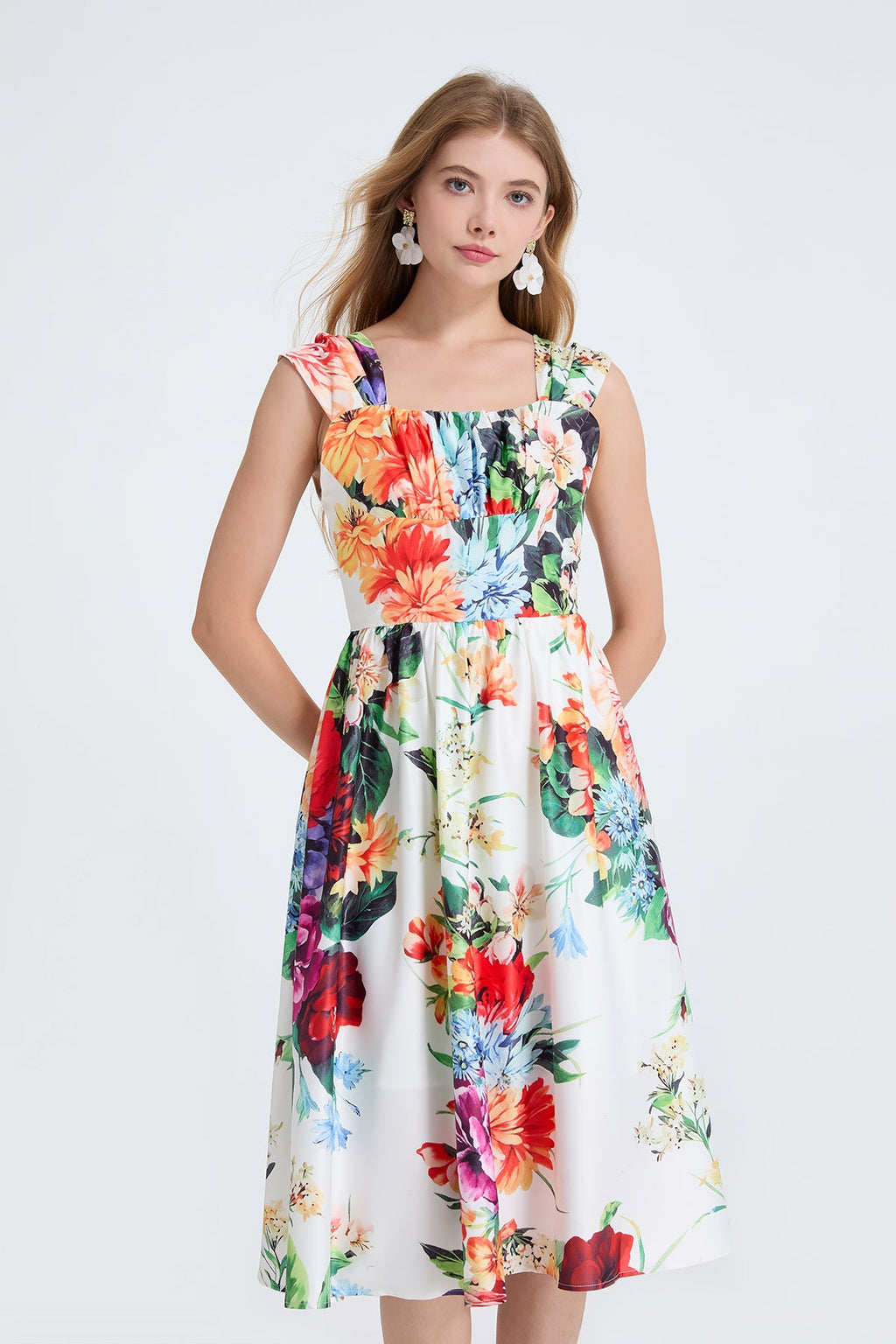 Robe d'été ajustée pour femme avec coupe trapèze