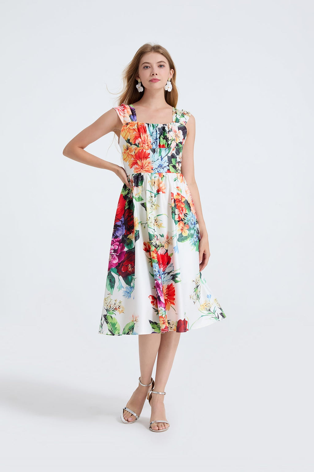 Robe d'été ajustée pour femme avec coupe trapèze
