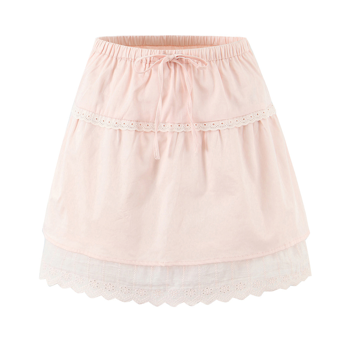 Damen Spitzen-Oberteil mit fliegenden Ärmeln, Nähten, hoher Taille und elastischem Rock-Set
