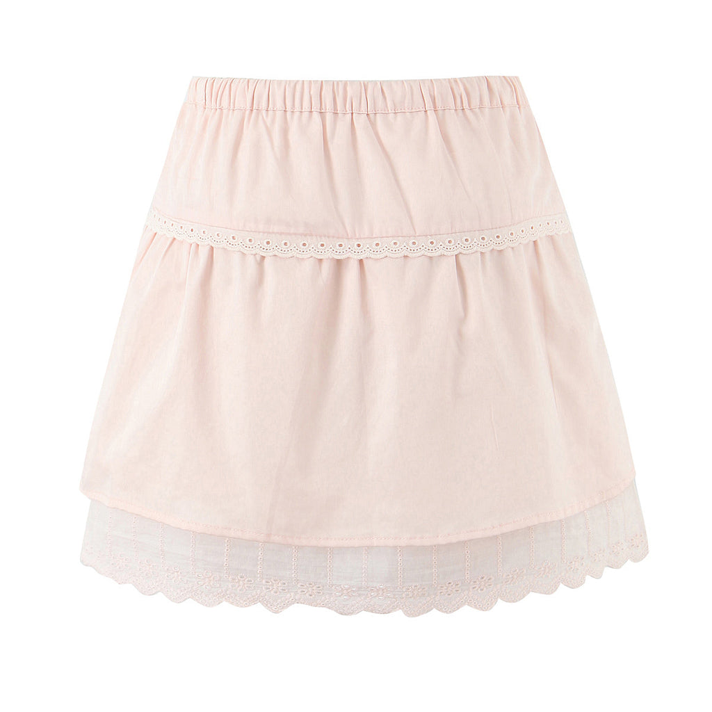 Damen Spitzen-Oberteil mit fliegenden Ärmeln, Nähten, hoher Taille und elastischem Rock-Set
