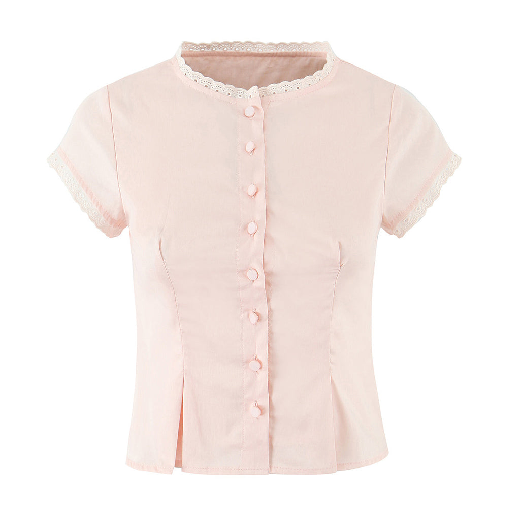 Damen Spitzen-Oberteil mit fliegenden Ärmeln, Nähten, hoher Taille und elastischem Rock-Set