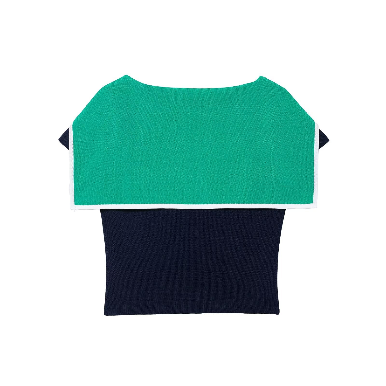 Haut court ajusté en maille à col colorblock
