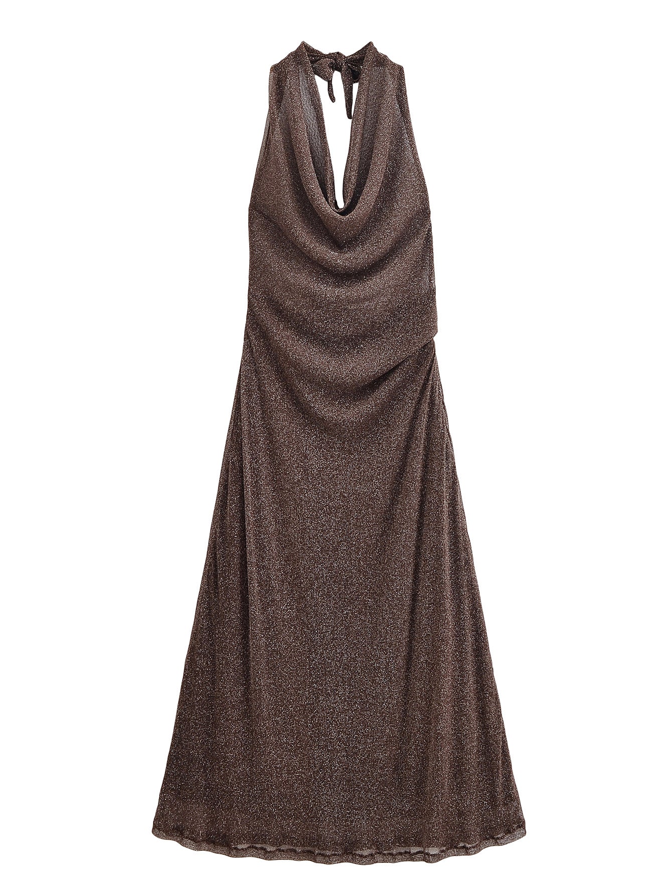 Damenbekleidung Herbst Rückenloses Metallic-Kleid