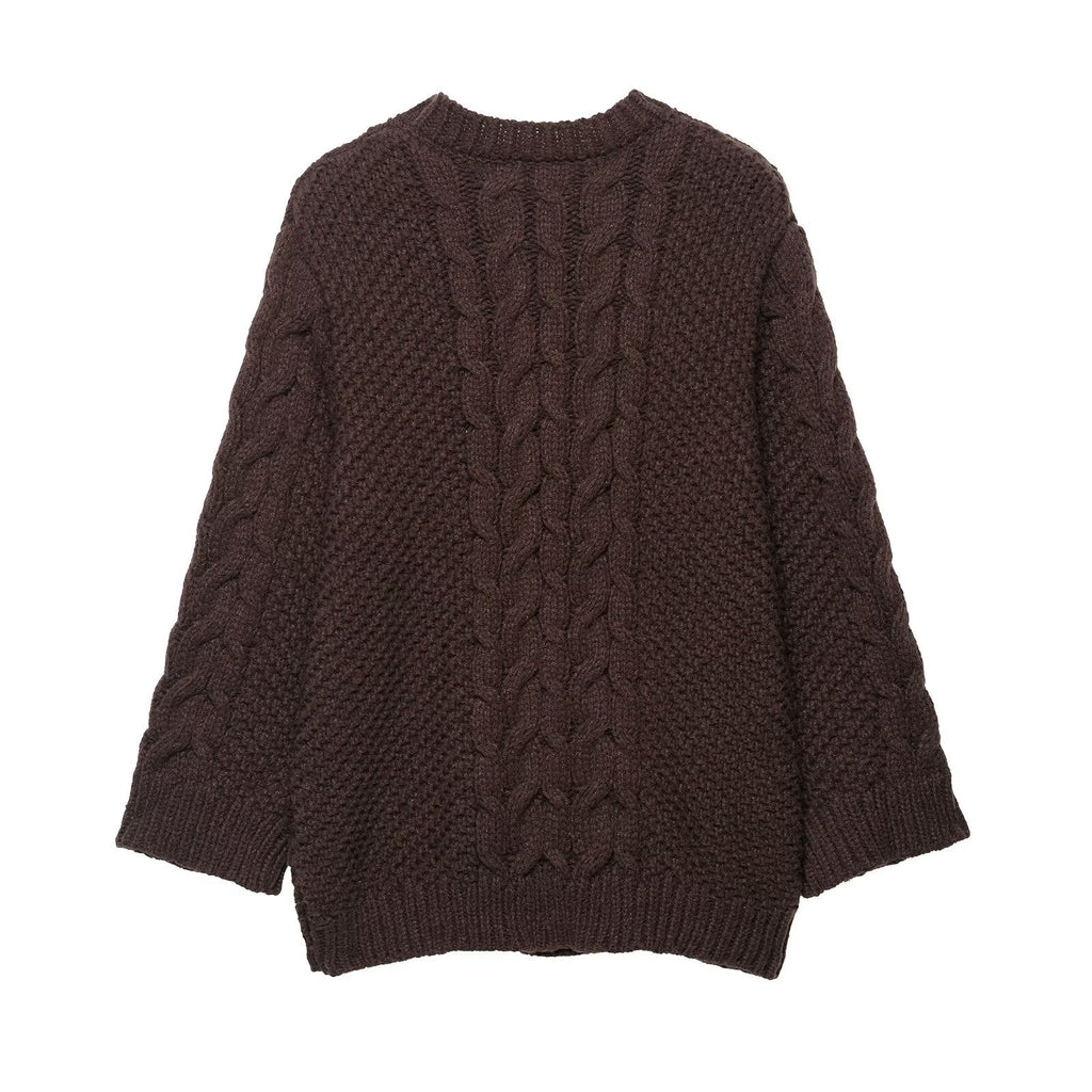 Pull à Grandes Manches Torsadées pour Femme