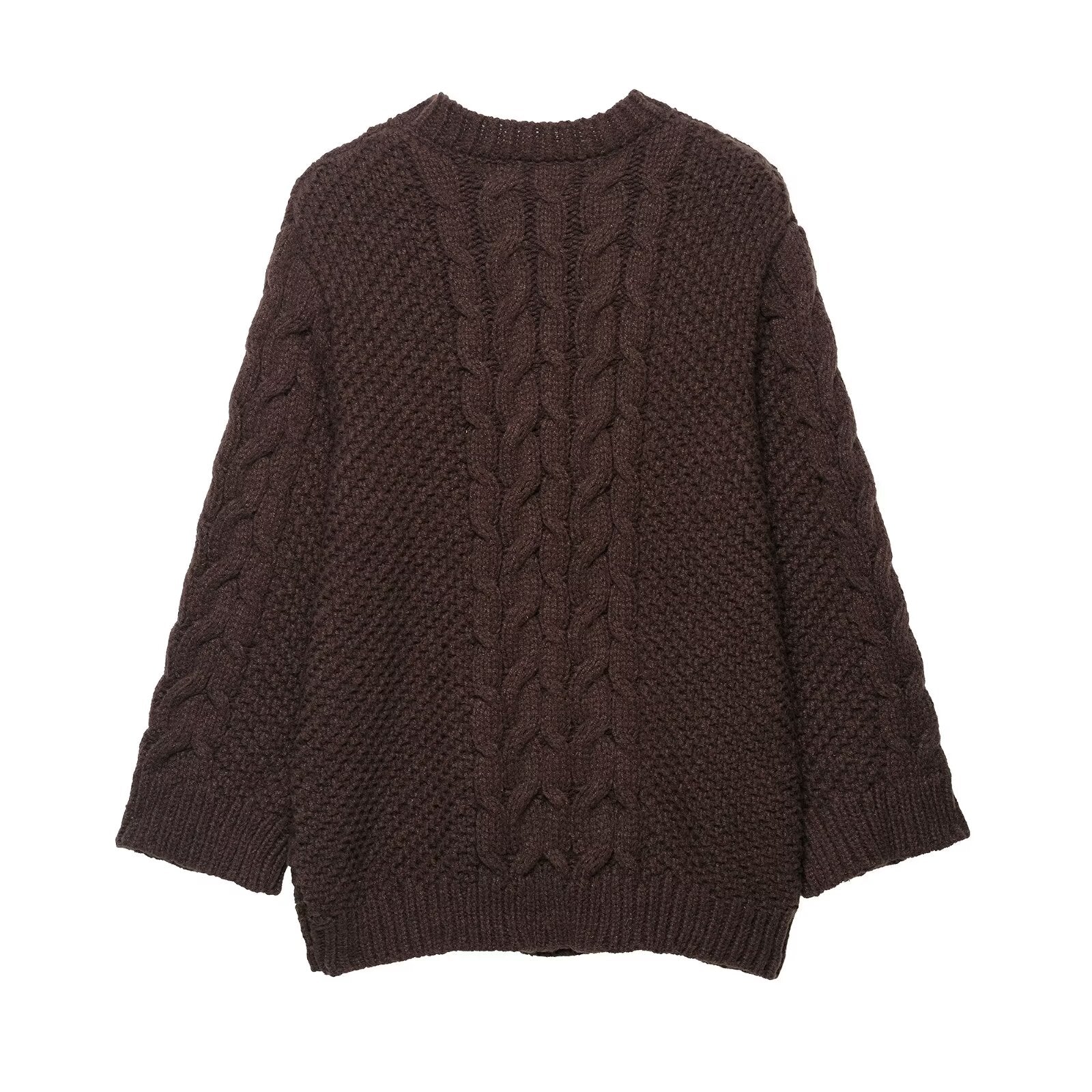 Pull à Grandes Manches Torsadées pour Femme