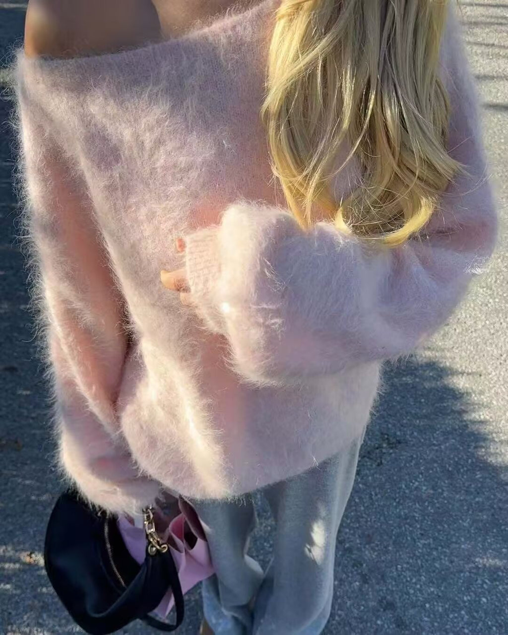 Damen sanfter lockerer Pullover mit langen Ärmeln